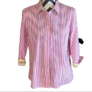 American Sweetheart Blouse SMALL Pink & White